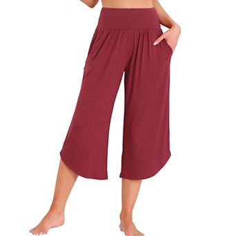 Women's Capri Lounge Yoga Cropped Summer Casual Wide Leg with Pockets Workout Sweat Pajama Pants