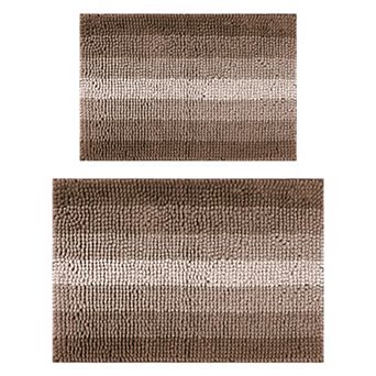 2 pc Contrasting Color Bathroom Rugs, Plush Shaggy Bath Carpet for Bathroom 16" x 24"+20" x 32"