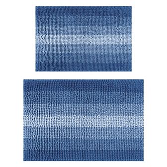 2 pc Contrasting Color Bathroom Rugs, Plush Shaggy Bath Carpet for Bathroom 16" x 24"+20" x 32"