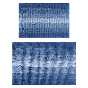 2 pc Contrasting Color Bathroom Rugs, Plush Shaggy Bath Carpet for Bathroom 16" x 24"+20" x 32"