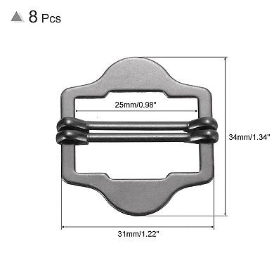 8Pcs Adjuster Slide Buckles, 25mm Webbing Strap Roller Pin Clip Buckle Tri Glide for Vest, Suit