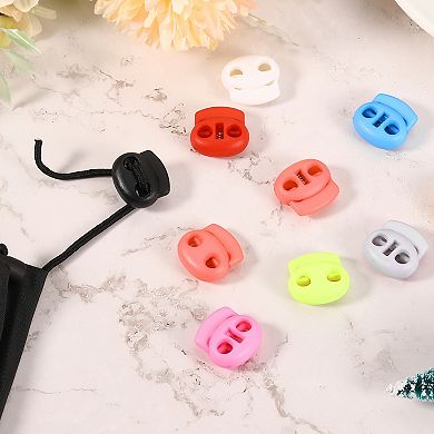 Plastic Spring Cord Locks, 20Pcs Shoe Lace Tie Lock, Double-hole Slider Toggles Clip End Fastener