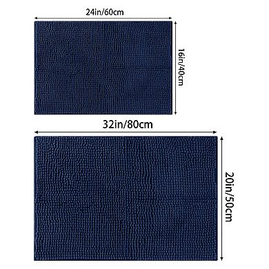 2Pcs Bathroom Rugs, Soft Plush & Fluffy Bath Mats Non Slip Bathroom Mat 16" x 24"+20" x 32"