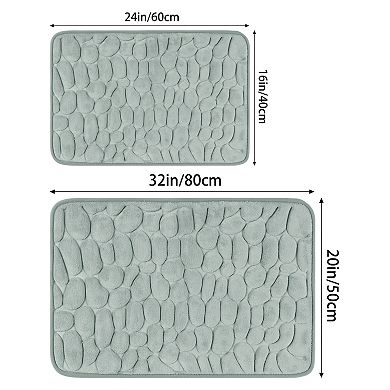 2Pcs Memory Foam Bathroom Rugs Bath Mat Water Absorbent Bath Carpet Rug 20" x 32"+16" x 24"
