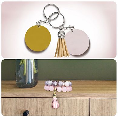 30Pcs 1.5" Leather Tassels Keychain Charm with Cap for DIY Craft