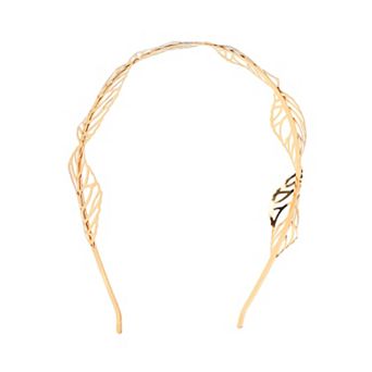 Hollow Out Leaves Metal Headbands for Women Gold Tone 1 pc