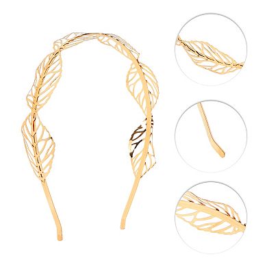 Hollow Out Leaves Metal Headbands for Women Gold Tone 1 Pc