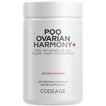 Codeage PQQ Ovarian Harmony, Myo + D-Chiro-Inositol, CoQ10, Folate, Pyrroloquinoline Quinone, 120 ct