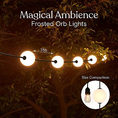 Brightech Ambience 30' Led Outdoor Orb String Lights With G100 Bulbs