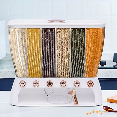 Kitchen Cereal Dry Food Storage Dispenser 6 Grid