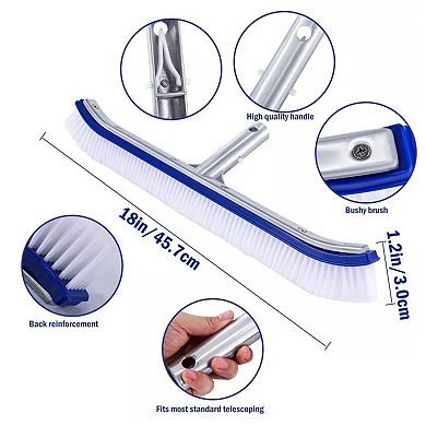 In/Above Ground Swimming Pool Curved Wall Floor Brush with Aluminum Back 18"