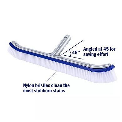 In/Above Ground Swimming Pool Curved Wall Floor Brush with Aluminum Back 18"