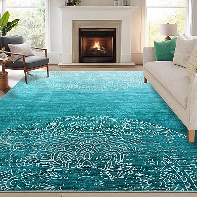 Garvee Machine Washable Gradient Printed Area Rug Non Slip Throw Carpet for Home Decor