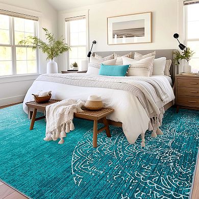 Garvee Machine Washable Gradient Printed Area Rug Non Slip Throw Carpet for Home Decor