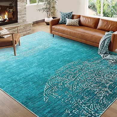 Garvee Machine Washable Gradient Printed Area Rug Non Slip Throw Carpet for Home Decor
