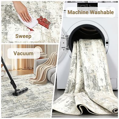 Garvee Machine Washable Gradient Printed Area Rug Non Slip Throw Carpet for Home Decor