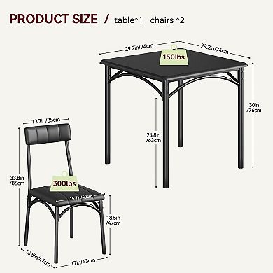 Dining Table Set For 2, Kitchen Table And Chairs For 2 With Upholstered Chairs