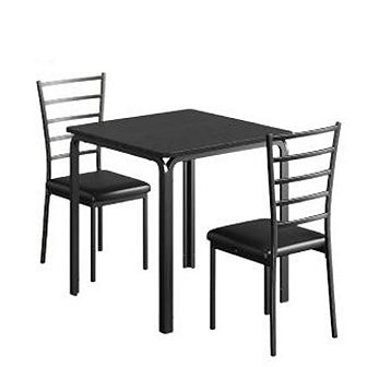 3 pc Dining Table Set for 2,Metal Frame Wood Kitchen Table and 2 Chairs