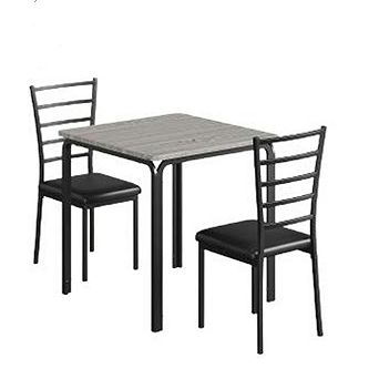 3 pc Dining Table Set for 2,Metal Frame Wood Kitchen Table and 2 Chairs
