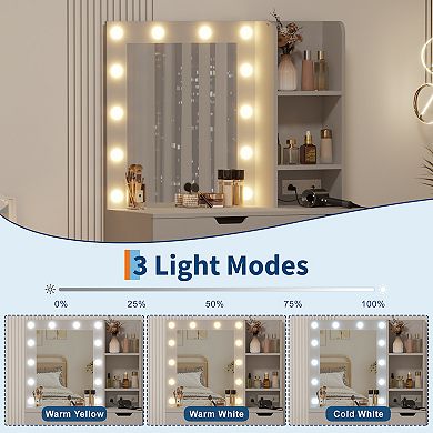 Modern Vanity Makeup Desk with Vanity Mirror, 4 Drawers