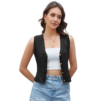 Women's Striped Sweater Vest Trendy Sleeveless V Neck Pullover Sweaters Knit Ribbed Tank Tops