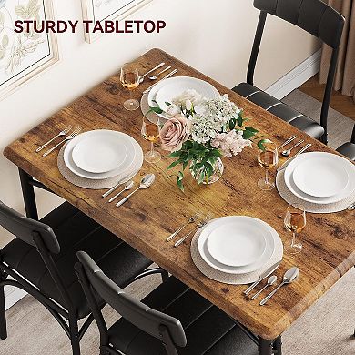 Dining Table Set for 4 with Cushion Chairs, 5 Piece Kitchen Table and Upholstered Chairs