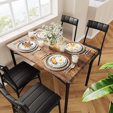 Dining Table Set for 4 with Cushion Chairs, 5 Piece Kitchen Table and Upholstered Chairs