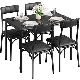 Dining Table Set for 4 with Cushion Chairs, 5 pc Kitchen Table and Upholstered Chairs