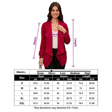 Women's Fashion Open Front Lapel Long Sleeve Chunky Cable Knit Cardigans Sweaters Outerwear Coats