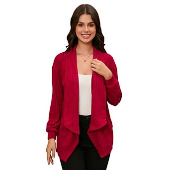 Women's Fashion Open Front Lapel Long Sleeve Chunky Cable Knit Cardigans Sweaters Outerwear Coats