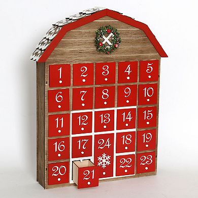 Polar Elegance Wooden Advent Calendar House with 24 Drawers Countdown to Christmas Decor for Kids