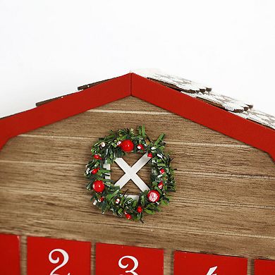 Polar Elegance Wooden Advent Calendar House with 24 Drawers Countdown to Christmas Decor for Kids