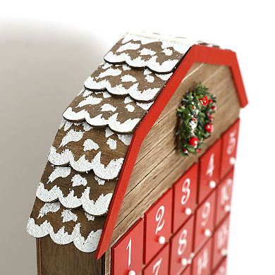 Polar Elegance Wooden Advent Calendar House with 24 Drawers Countdown to Christmas Decor for Kids