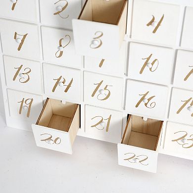 Polar Elegance Xmas Wooden Advent Calendar Nativity Scene Large House with Drawers and Led Lights