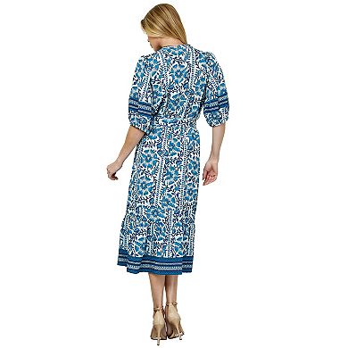 Women's Figueroa & Flower Printed Fit & Flare Peasant Dress