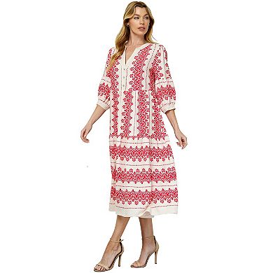 Women's Figueroa & Flower Long Sleeve Midi Dress