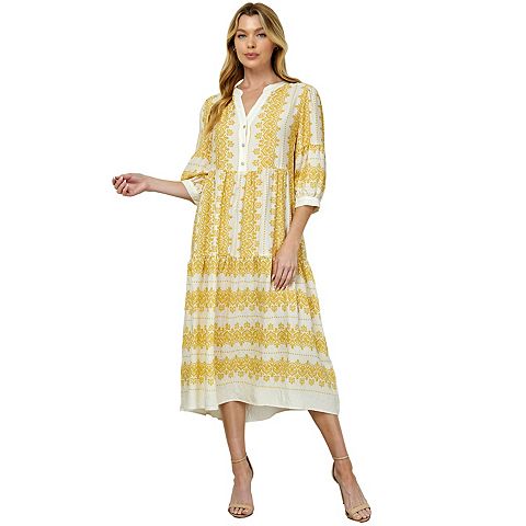 Женские платья Figueroa Women's Figueroa & Flower Long Sleeve V-Neck Midi Dress