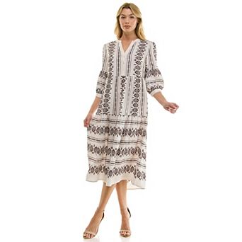 Women's Figueroa & Flower Long Sleeve V-Neck Midi Dress