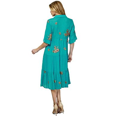 Women's Figueroa & Flower Embroidered Babydoll Peasant Dress