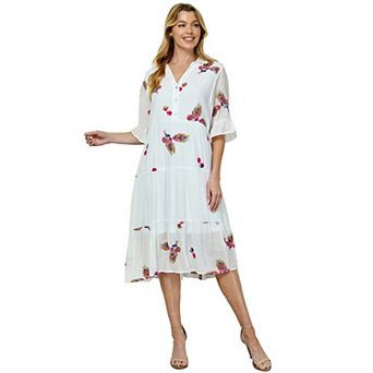 Women's Figueroa & Flower Embroidered Babydoll Peasant Dress