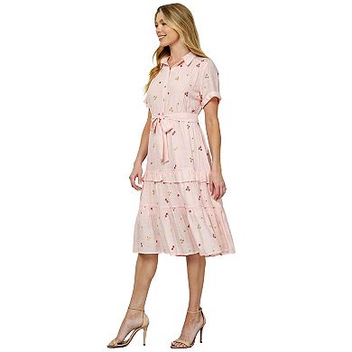 Women's Figueroa & Flower Smocked Back Embroidered Peasant Dress