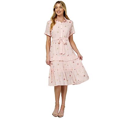 Women's Figueroa & Flower Smocked Back Embroidered Peasant Dress