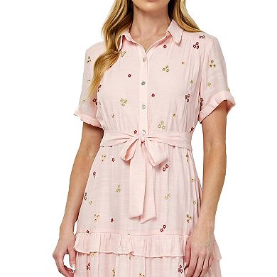 Women's Figueroa & Flower Smocked Back Embroidered Peasant Dress