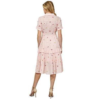 Women's Figueroa & Flower Smocked Back Embroidered Peasant Dress