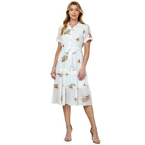 Женские платья Figueroa Women's Figueroa & Flower Smocked Back Embroidered Peasant Dress