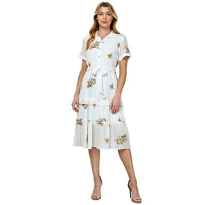 white embroidered peasant dress Vintage 1960s White Gauze Peasant Dress Betty Paige Tapestry Ribbon Tr   Palm Beach Vintage