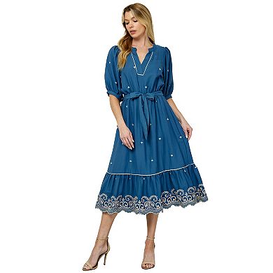 Women's Figueroa & Flower Embroidered Peasant Dress