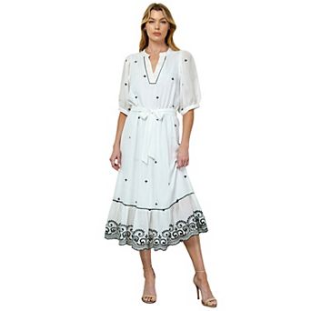 Women's Figueroa & Flower V-Neck Embroidered Peasant Dress