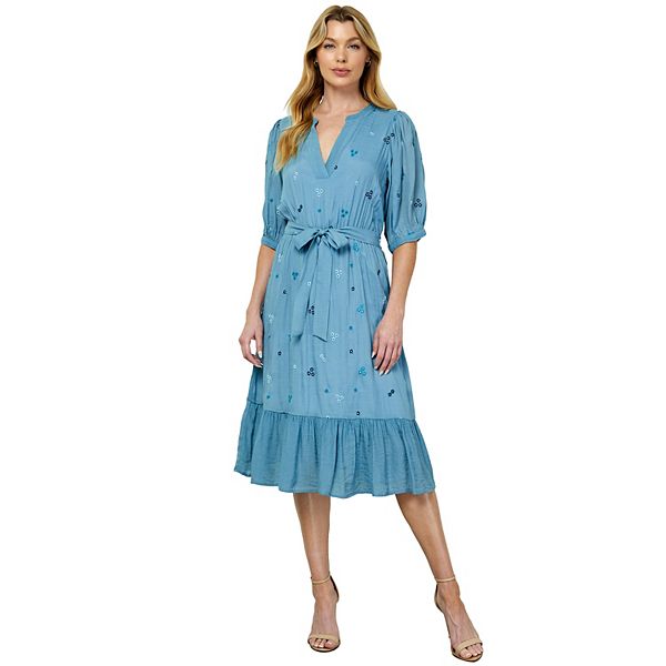 jora embroidered peasant dress Velvet by Graham and Spencer Jora Embroidered Peasant Dress