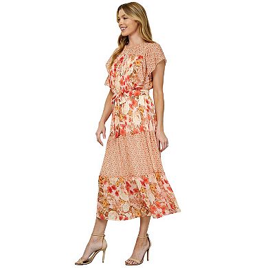 Women's Figueroa & Flower Ruffle Sleeve Midi Dress